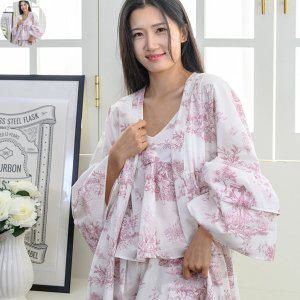 수면잠옷 커플 키즈 여아 초등 잠옷 디오레 긴팔 로브 L 핑크 파자마 여성 홈웨어