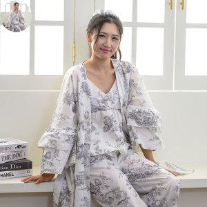 수면잠옷 커플 키즈 여아 초등 잠옷 디오레 긴팔 로브 M 그레이 파자마 여성 홈웨어