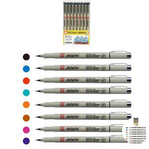 사무용필기구 노트필기 디자인펜 문구세트 중성펜 피그마 마이크론 8색 BR세트