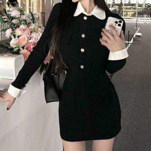 봄가을원피스 스판원피스 하객룩원피스 블랙미니원