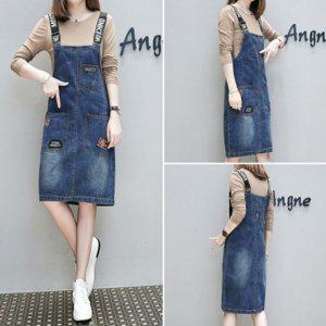 원피스 미디 캐주얼 치마 청데님 멜빵 로미홀리