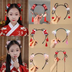 구정 어린이 귀여운 가발 헤어 클립 공주 중국어 헤어 클립 머리띠 휴일 선물