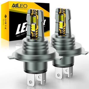 AILEO 2Pcs H4 200W 22000LM LED 조명 6500K 헤드 라이트 전구 Hi/Lo 빔 미니 크기 디자인 무선 자동차 램프 CSP 5570 칩 화이트