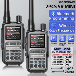 1/2PCS BAOFENG UV-5R 미니 워키 토키 블루투스 프로그래밍 무선 복사 주파수 풀 밴드 999CH AM FM 장거리 듀얼 PTT