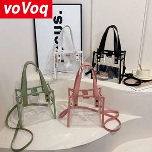 투명하고 인기 있는 여름 PVC 스위트 스플라이싱 방수 젤리 백, 독특한 여성 핸드백