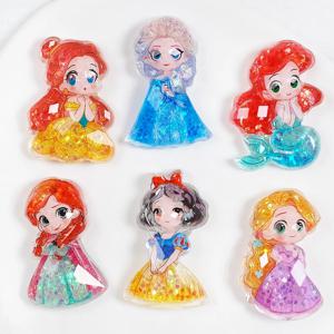 디즈니 프린세스 엘사 벨 백설공주 컷 표면 반짝이는 글리터 레진 장난감 DIY 헤어핀 전화 케이스 장식 소녀 생일 선물