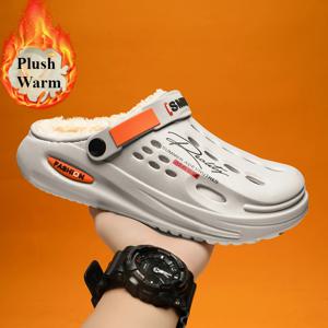 겨울 남성 슬리퍼 따뜻한 모피 슬리퍼 부드러운 실내 침실 면화 신발 EVA Fluff 슬라이드 캐주얼 편안한 플러시 나막신 38-45