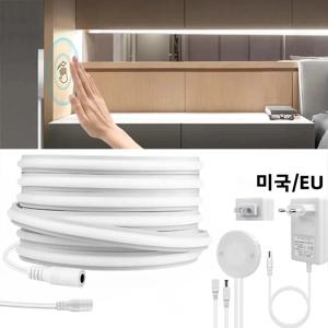 24V COB 네온 스트립 조명 280LED/M 솔리드 실리콘 젤 튜브, 디밍 가능 터치 및 핸드 스윕 모션 센서 스위치 방수 테이프 포함