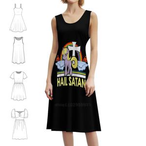 유니콘 헤일 사탄 데스 메탈 레인보운 프레피 스타일 미니 드레스 여성용 A라인 루즈핏 캐주얼 데이 드레스 유니콘 헤일 사탄