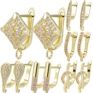 Juya 수제 18K 리얼 골드 도금 이어 와이어 패스너 귀걸이 후크 액세서리 DIY 여성용 항 알레르기 귀걸이 만들기