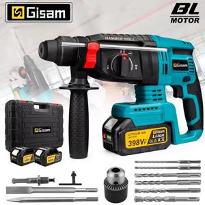 Gisam 26mm 브러시리스 전기 해머 다기능 로터리 드릴 해머 Makita 18V 배터리 용 무선 충전식 전동 공구