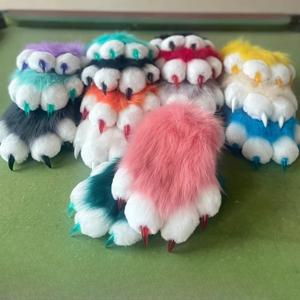 새로운 Fursuit Kigurumi 모피 동물 발톱 장갑 손톱 Kig 코스프레 의상 착용 가능한 모피 동물 다채로운 발톱 Cos 소품 할로윈