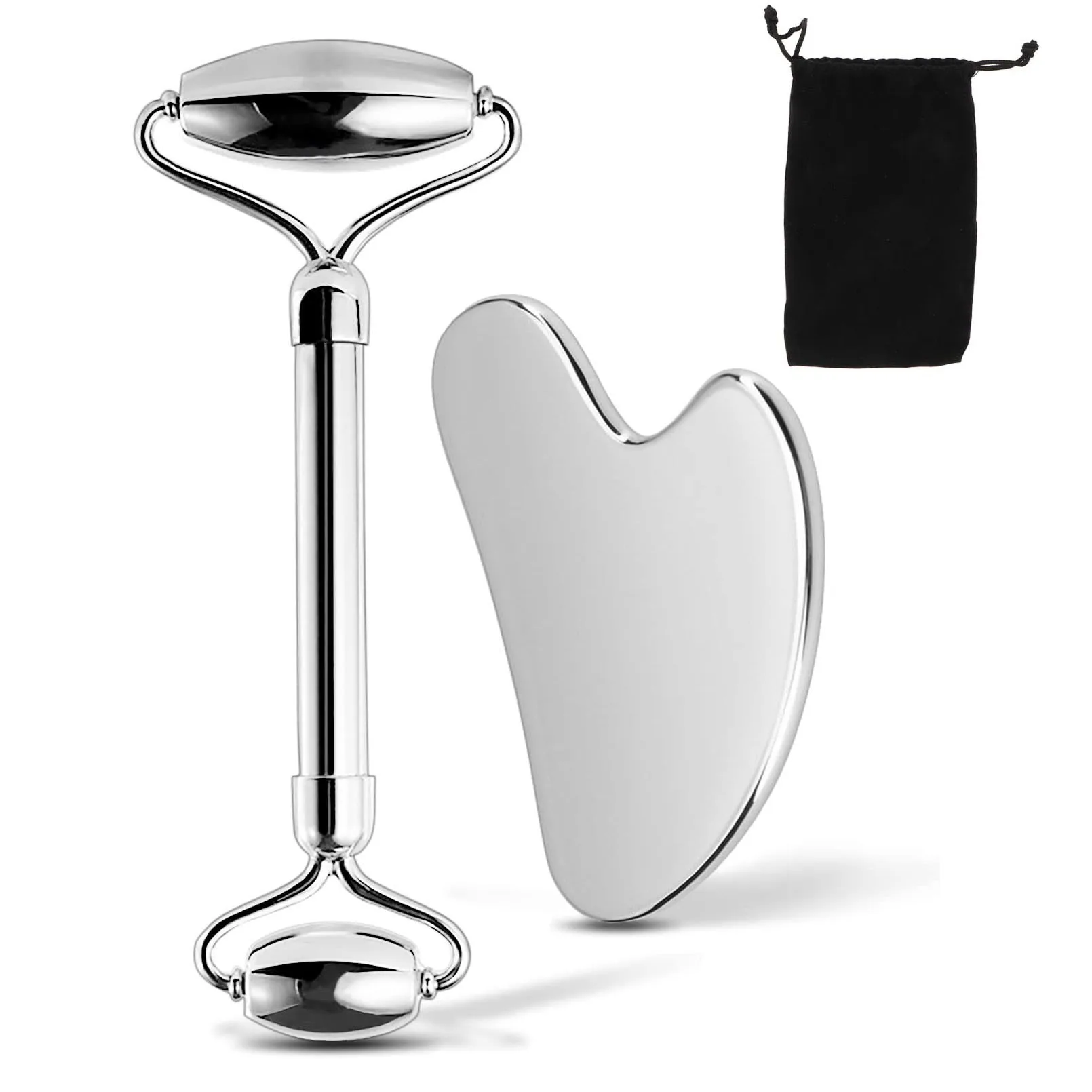 304 스테인레스 스틸 페이셜 롤러 금속 구아 샤 페이셜 도구 세트 얼굴 바디 트리트먼트 림프 배수, 얼굴 긴장, 내구성