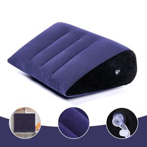 네이비 블루 플로킹 처리된 삼각형 에어베개 1개, 캠핑 및 가정용으로 적합