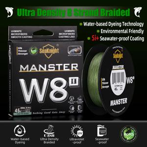 SeaKnight 브랜드 W8 II 시리즈 낚시 라인 8 Weaves 500m 300m 150m 업그레이드 해수 낚시용 강력한 땋은 PE 라인 15-100LBs