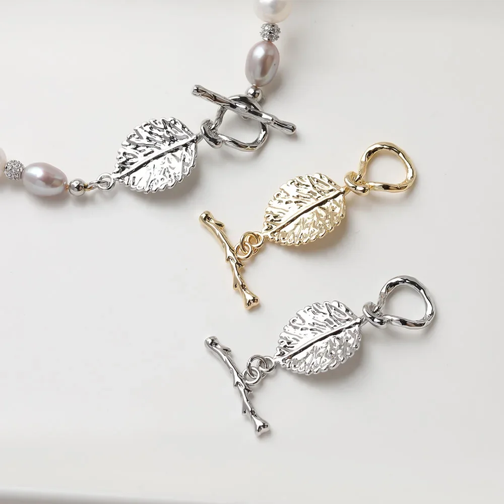 우아한 팔찌 잎 링크 버클 목걸이 체인 커넥터, DIY 수제 황동 14k 금도금 액세서리, 16*35mm, 2 개