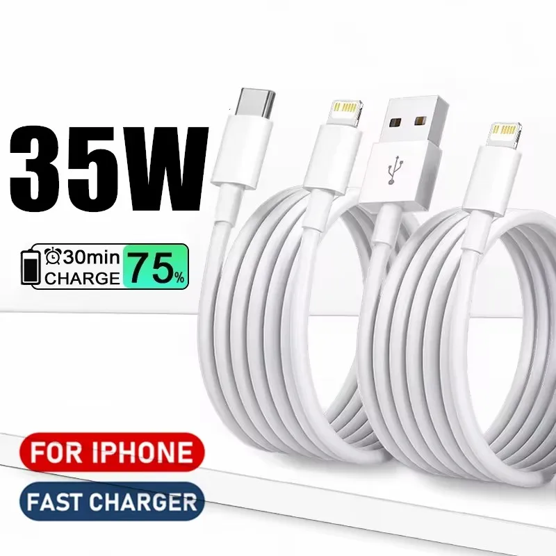 35W PD 고속 충전 USB 케이블 iPhone 11 12 13 Pro XS Max 7 8 14 Plus X XR SE 급속 충전 USB C 충전기 데이터 라인 1m 2m 3m