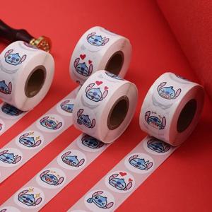 500pcs/롤 디즈니 스티치 씰링 스티커 귀여운 만화 애니메이션 릴로 & 스티치 스티커 라운드 Diy 장식 앨범 일기 라벨 낙서