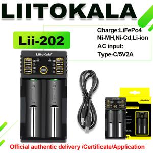 LiitoKala Lii-202 18650 충전기 1.2V/3.7V/3.2V/3.85V 21700 20700 2665014500   16340 NiMH 리튬 이온 배터리 스마트 충전기