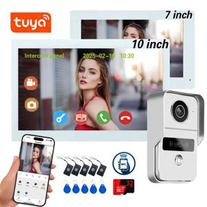 2 전선 디지털 비디오 인터콤 시스템 7/10 인치 1080P WIFI 비디오 Doorphone Tuya 스마트 WIFI 초인종 카메라 홈 아파트
