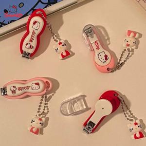 산리오 헬로 키티 손톱 가위 KT 고양이 귀여운 키링 패션 키체인 손톱 다듬기 도구 휴대용 액세서리 크리스마스 선물