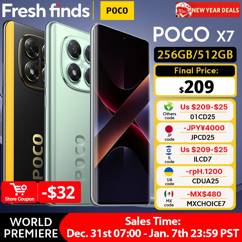【브랜드+】POCO X7 스마트폰 디멘시티 7300-울트라 6.67인치 120Hz AMOLED 디스플레이 45W 5110mAh 50MP 카메라 IP68 샤오미 하이퍼OS NFC