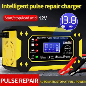 완전 자동 자동차 배터리 충전기 12V 디지털 디스플레이 배터리 충전기 전원 펄스 수리 충전기 습식 건식 납 산성