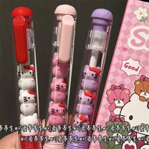 3Pcs Sanrio 헬로 키티 젤 펜 세트 Sanrio 0.5Mm 검은 색 성격 Ins Wind 재미 감압 펜 학생 학습 문구