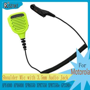 모토로라 임프레스 핀용 핸즈프리 스피커 마이크, IP65 방수, 그린 숄더 마이크, DP4400e APX6000 DGP8550 DGP5550e, 3.5mm