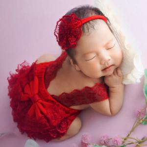 Ylsteed 신생아 사진 복장 머리띠가있는 큰 Bowknot 아기 레이스 Romper 블루 서스펜더 바지 사진 촬영 작업복