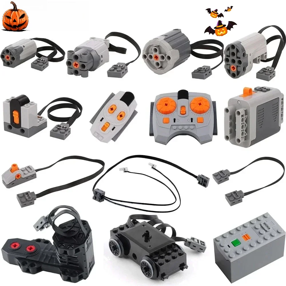 MOC 기술 부품 파워 기능 서보 모터 리모컨 배터리 박스 스위치라이트 세트 IR 속도 리모컨 수신기 장난감