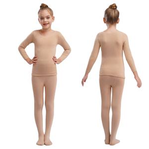 키즈 여자 발레 댄스 훈련 의상 봄 가을 열 속옷 정장 신축성있는 긴 소매 탑 + 팬티 스타킹 레깅스 바지