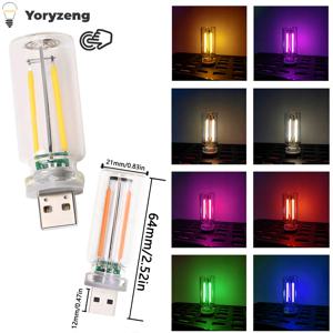 레트로 USB LED 필라멘트 야간 조명, 밝기 조절 분위기 램프, 터치 미니 전구, 백열 따뜻한 자동차 핑크, 빨간색 Cob 차가운 5v 장식