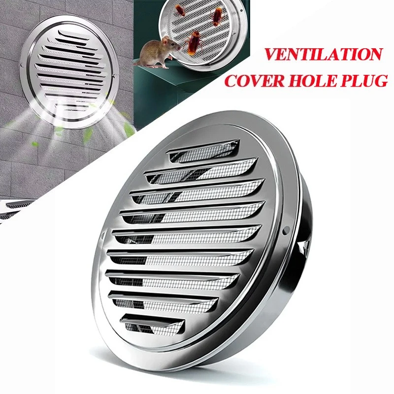 스테인레스 스틸 외벽 공기 배출구 그릴 100-150mm 원형 덕트 캡 공기 환기 커버 구멍 플러그 환기 시스템