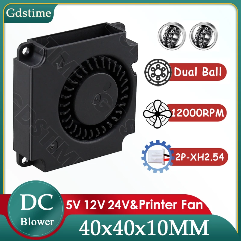 Gdstime 4010 팬 24V 12V 5V 40MM*10MM DC 무브러시 블로워 팬 40MM 방사형 팬 4CM 터보 라디에이터 (3D 프린터 액세서리 부품용)