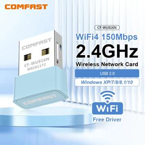 Comfast 150Mbps USB WiFi 어댑터 2.4GHz 인터넷 카드 드라이브 무료 LAN Wi-Fi 수신기 키 동글 안테나 PC용 Win 7 8 10 11