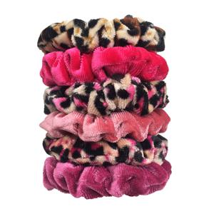 6pcs Scrunchies 여성 벨벳 Scrunchy haar 액세서리 부티크 귀여운 표범 고품질 탄성 모자를 쓰고 있죠 포니 테일 헤어 타이