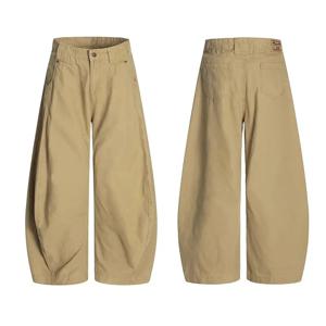 가을 여성용 신축성 허리 높은 허리 라인 와이드 레그 카고 진 루즈 스트레이트 카키 롱 데님 팬츠 여성 패션 스트리트웨어 진