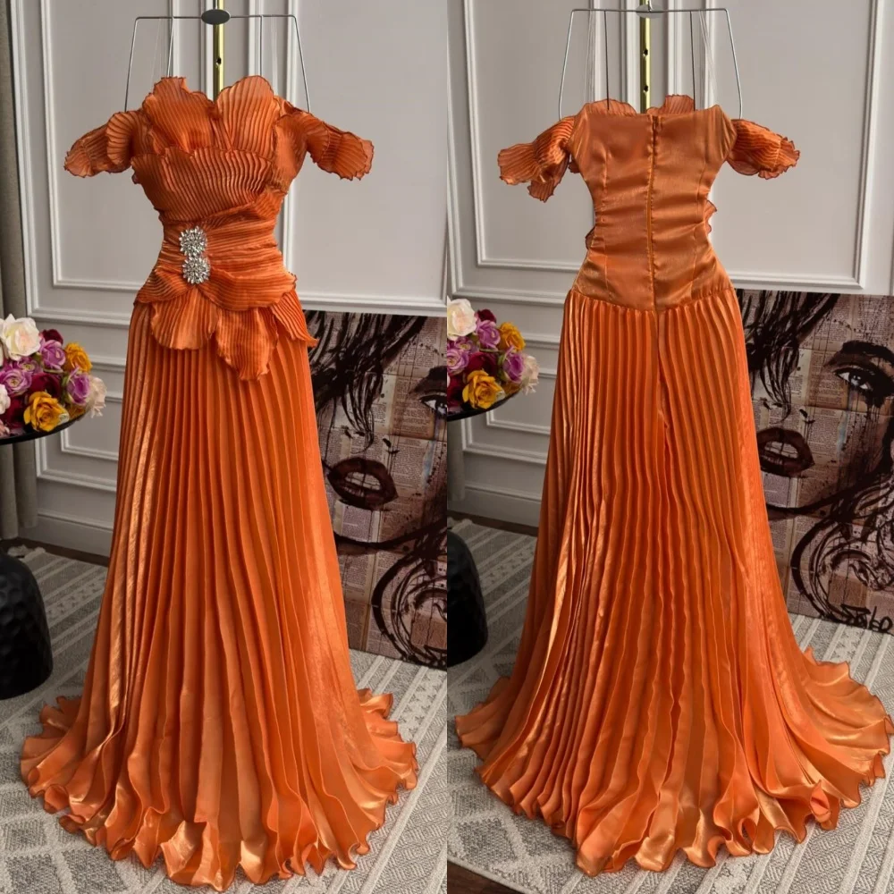 맞춤형 반짝이 주름 장식 스팽글 A라인 오프숄더 롱 드레스 맞춤형 파티용 고급 클래식