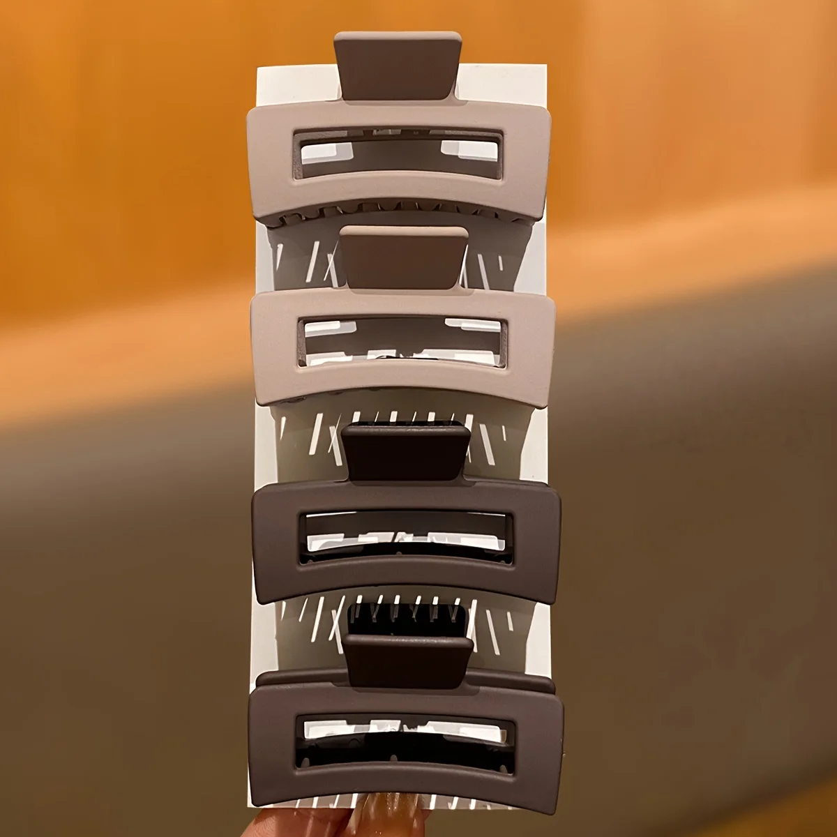 4개입 커피색 중형 사각형 헤어 클립, 일상 사용에 적합, 여성용 헤어 액세서리, 선물 추천