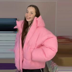 겨울 루즈핏 여성 다운 재킷 스타일리시 핫픽스 라인스톤 지퍼 패딩 코트 두꺼운 하이 칼라 후드 아우터웨어 2025 신상 코트