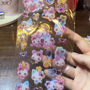 일본 카와이 푸와 푸와 샤본 우사짱 레트로 시리즈 스티커 창의적인 만화 고양이 토끼 전화 케이스 장식 보상 스티커