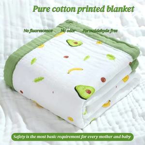 110*110cm 6겹 아기 담요 부드러운 만화 프린팅 100% 면 아기 속싸개 담요 목욕 타월