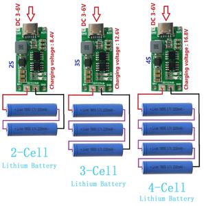 다중 셀 2S 3S 4S Type-C ~ 8.4V 12.6V 16.8V 스텝업 부스트 LiPo 폴리머 리튬 이온 충전기 7.4V 11.1V 14.8V 18650 리튬 배터리