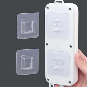 10 쌍 벽 자기 접착 후크 투명 와이어 선반 벽 마운트 스티커 부엌 욕실 가제트에 대 한 양면 고정 패치