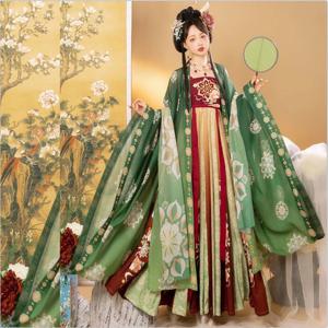 대형 8XL Hanfu 드레스 여성 중국어 고대 전통 Hanfu 카니발 코스프레 의상 Hanfu 그린 & 레드 드레스 플러스 사이즈 6XL