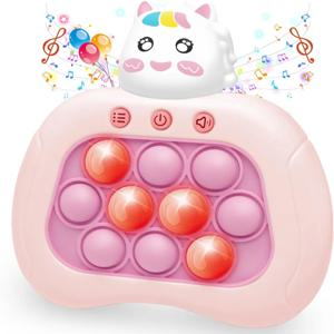 퀵 푸시 팝 피젯 토이, 라이트업 피젯 토이 전기 팝 버블 게임 컨트롤러 휴대용 장난감 어린이 여자아이 생일 선물