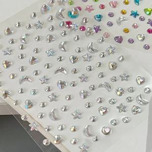 3D 라인 석 스타 문 하트 반짝이 스티커 귀여운 Kpop 저널링 데코 스티커 어린이를위한 미적 Kawaii 편지지