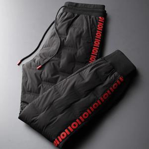 남성용 두꺼운 플리스 안감 다운 코튼 팬츠 작업용 가을 겨울 보온 외출복 캐주얼 롱 바지