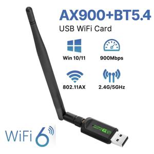 900Mbps WiFi 6 AX900 USB 어댑터 2 in 1 블루투스 5.4 네트워크 카드 2.4G&5Ghz 5dbi 안테나 USB 동글 수신기 PC용 무료 드라이버